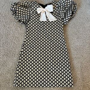 GB Girls Black and White Patterned Dress with Bow